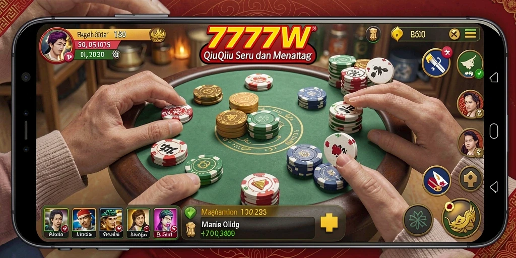 Screenshot gameplay 7777W yang menampilkan serunya bermain QiuQiu.