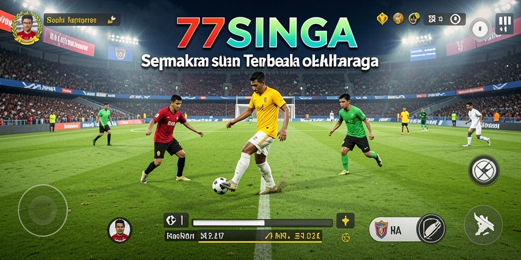 Tampilan gameplay mendebarkan dari 77SINGA dengan aksi sepak bola yang intens.
