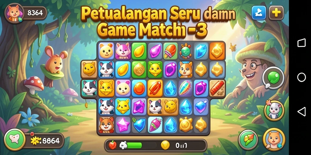 Tangkapan layar permainan 8364 yang menampilkan gameplay Match-3 yang menarik.