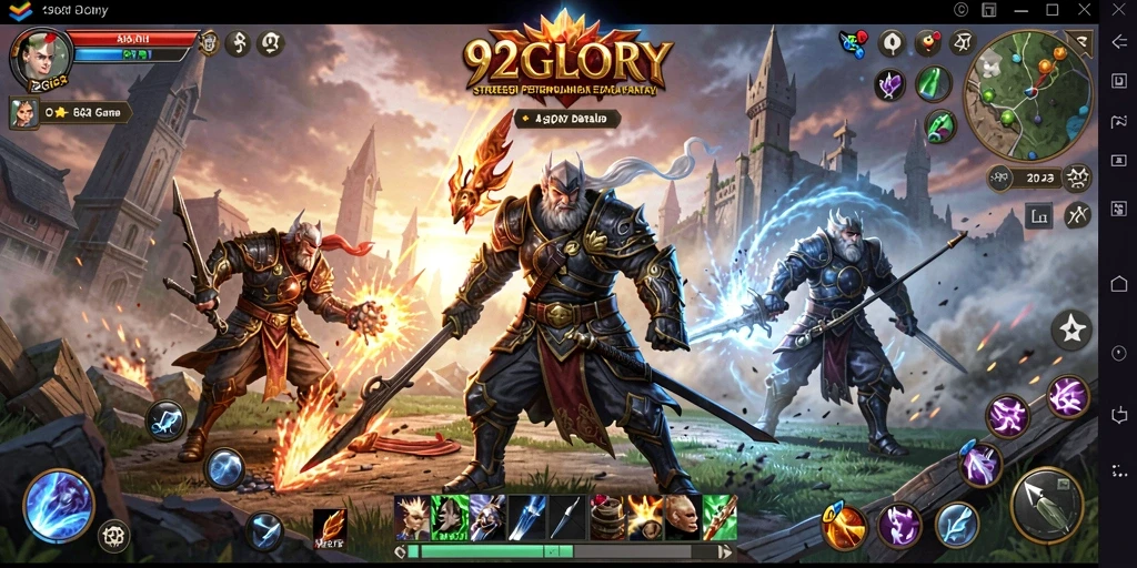 Tangkapan layar gameplay <strong>92GLORY</strong> menampilkan pertempuran strategis yang mendebarkan.