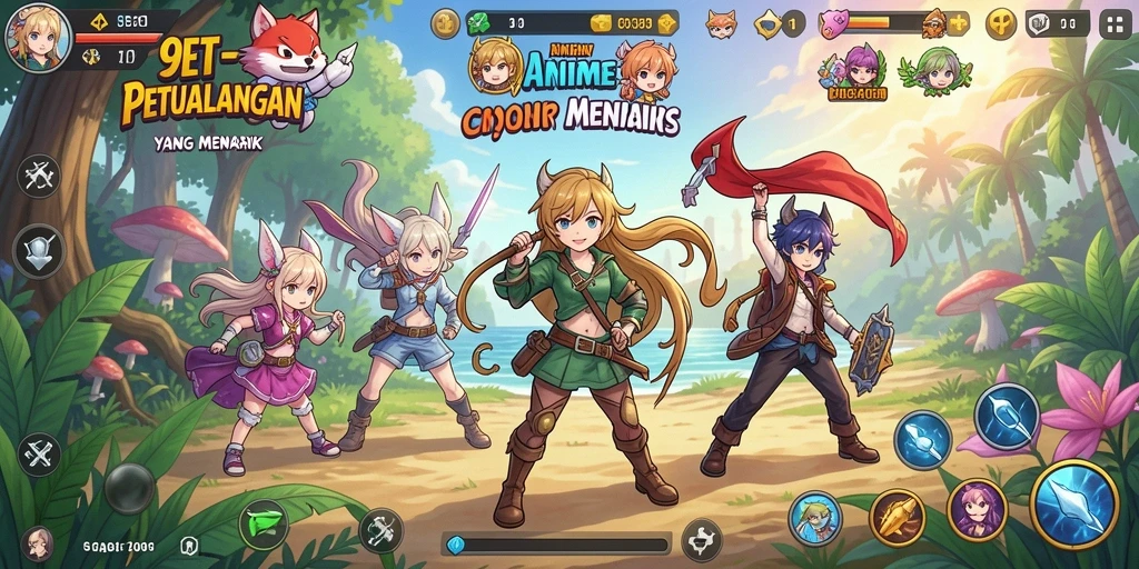 Tangkapan layar dari gameplay seru di 9ET yang menghadirkan dunia anime.