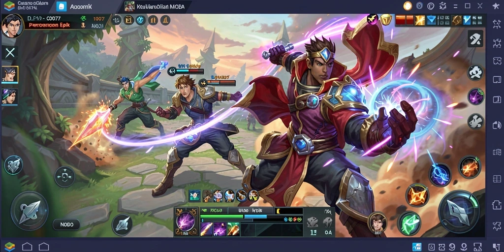 Screenshot utama C0077 menampilkan aksi seru gameplay MOBA.
