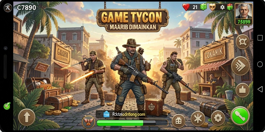 Gameplay seru C7890 menampilkan manajemen bisnis Tycoon yang mendalam.