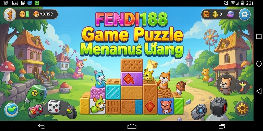 Screenshot gameplay FENDI188 menampilkan level puzzle yang penuh warna.