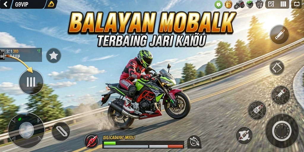 Tampilan gameplay G9VIP yang mendebarkan dengan akselerasi motor.