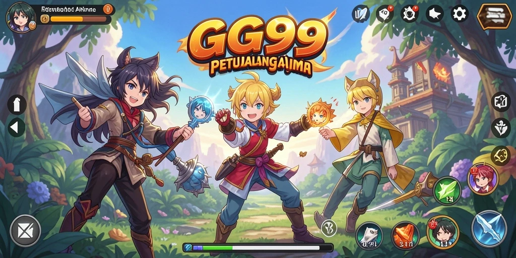 Tampilan gameplay GG99 dengan aksi Anime yang mendebarkan.