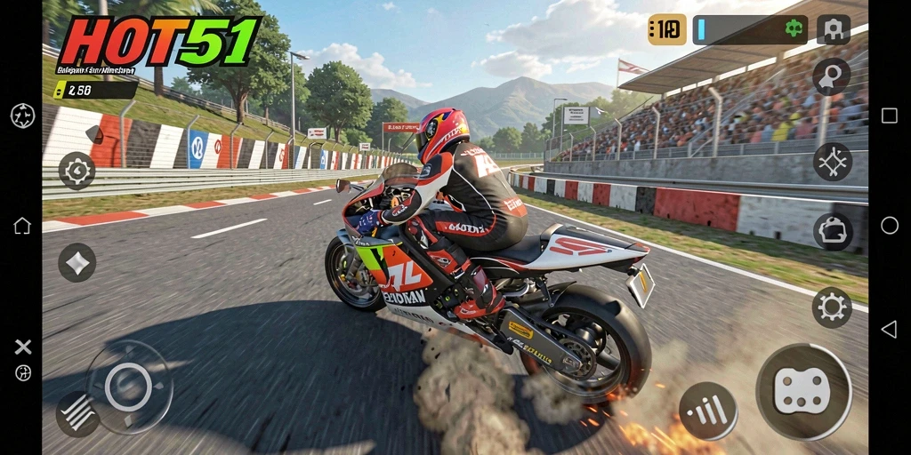 Gambaran gameplay balapan yang menegangkan di HOT51.