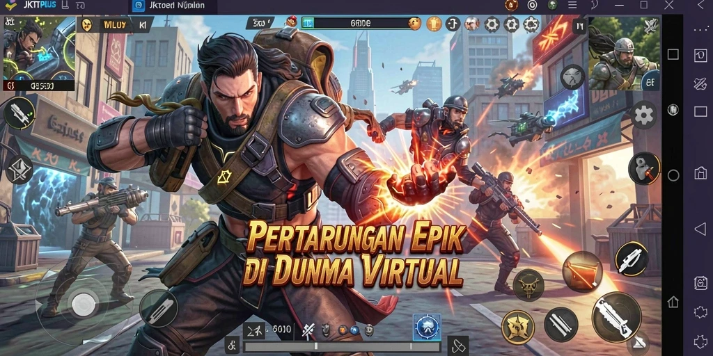 Tampilan gameplay pertarungan seru di JKTPLUS.