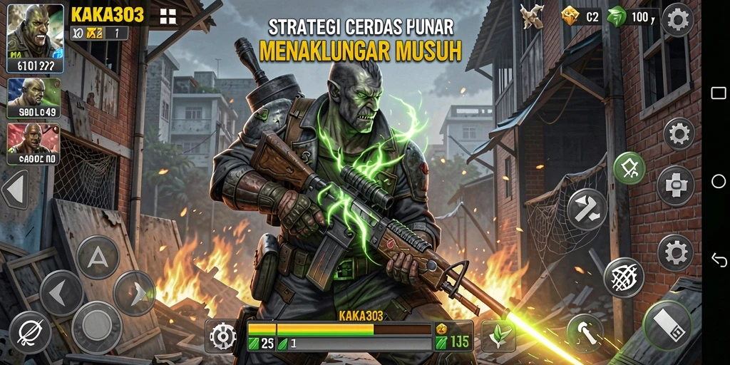 Tangkapan layar utama KAKA303 menampilkan aksi pertempuran strategis yang mendebarkan.