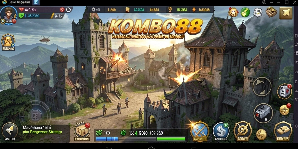 Tampilan gameplay menarik dari KOMBO88 yang menunjukkan strategi menara.
