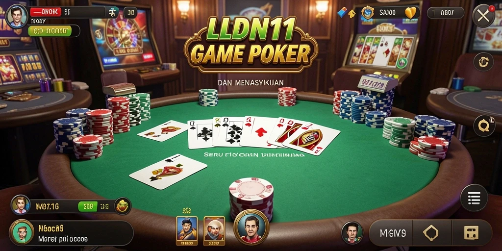 Screenshot LDN11 menampilkan gameplay Poker yang seru dan intens.