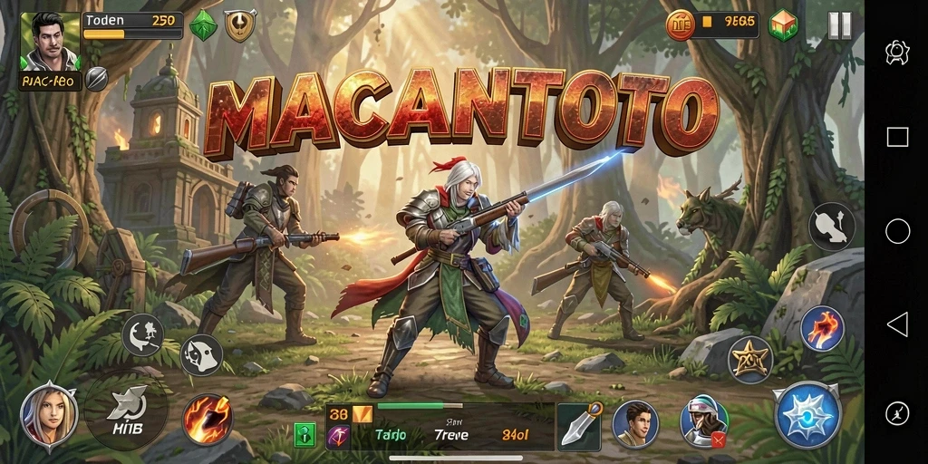 Screenshot gameplay <strong>MACANTOTO</strong> menunjukkan pertempuran strategi yang mendebarkan.