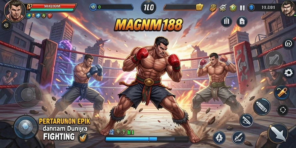 Tangkapan layar dari gameplay MAGNUM188 menampilkan aksi pertarungan yang mendebarkan.