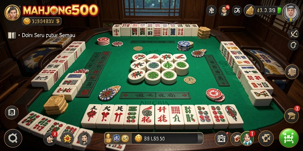 Gameplay seru dari MAHJONG500 dengan teman-teman di rumah.