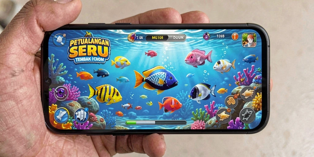Screenshot MG108 menampilkan gameplay yang menarik saat menembak ikan.