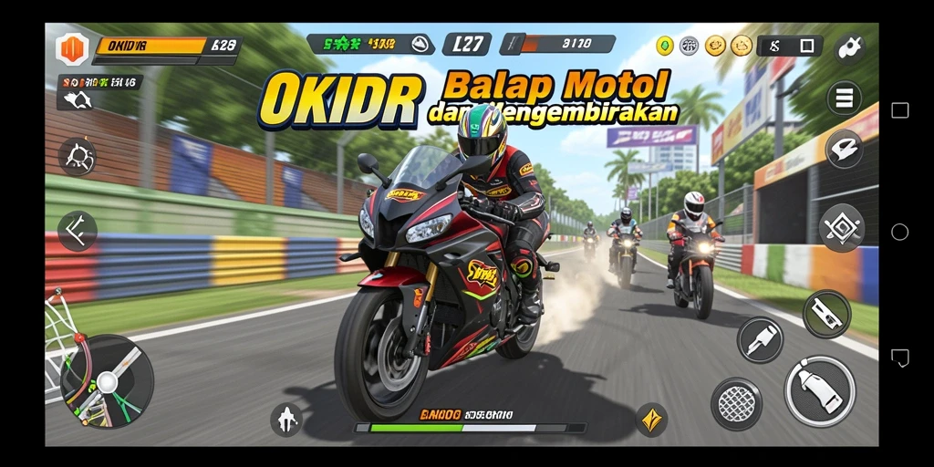 Gameplay balap motor yang seru di OKIDR.