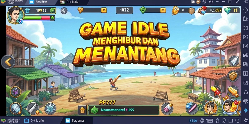 Screenshot gameplay PF777 menampilkan aktivitas seru dalam membangun kerajaan Idle.