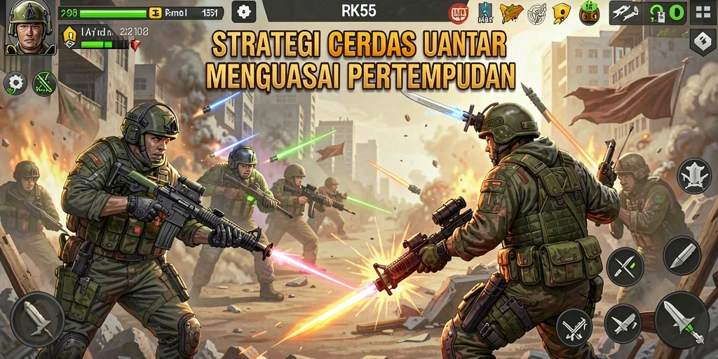 Tampilan screenshot RK55 menampilkan strategi yang dinamis dan pertempuran seru.