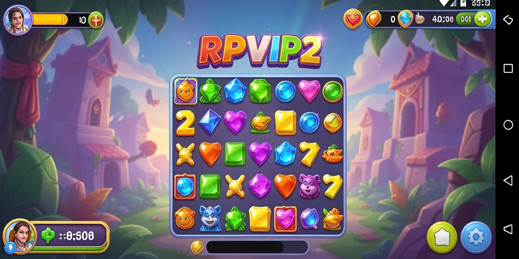 Screenshot RPVIP2 menampilkan gameplay seru dan penuh warna dari game Match-3.