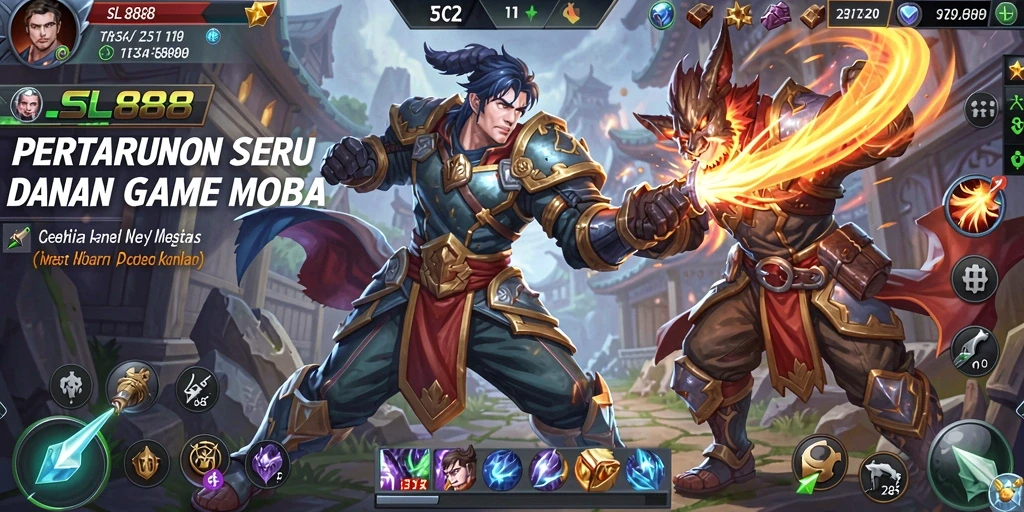 Tangkapan layar menunjukkan aksi intense gameplay MOBA di SL888.