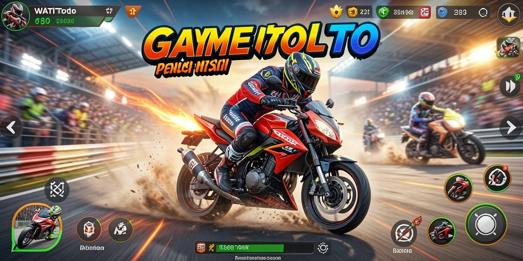 Tampilan seru gameplay WATITOTO saat balap motor.