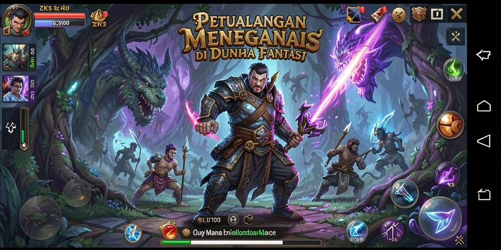 Screenshot gameplay ZK7 menampilkan petualangan seru di dunia fantasi.